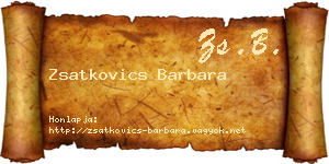 Zsatkovics Barbara névjegykártya